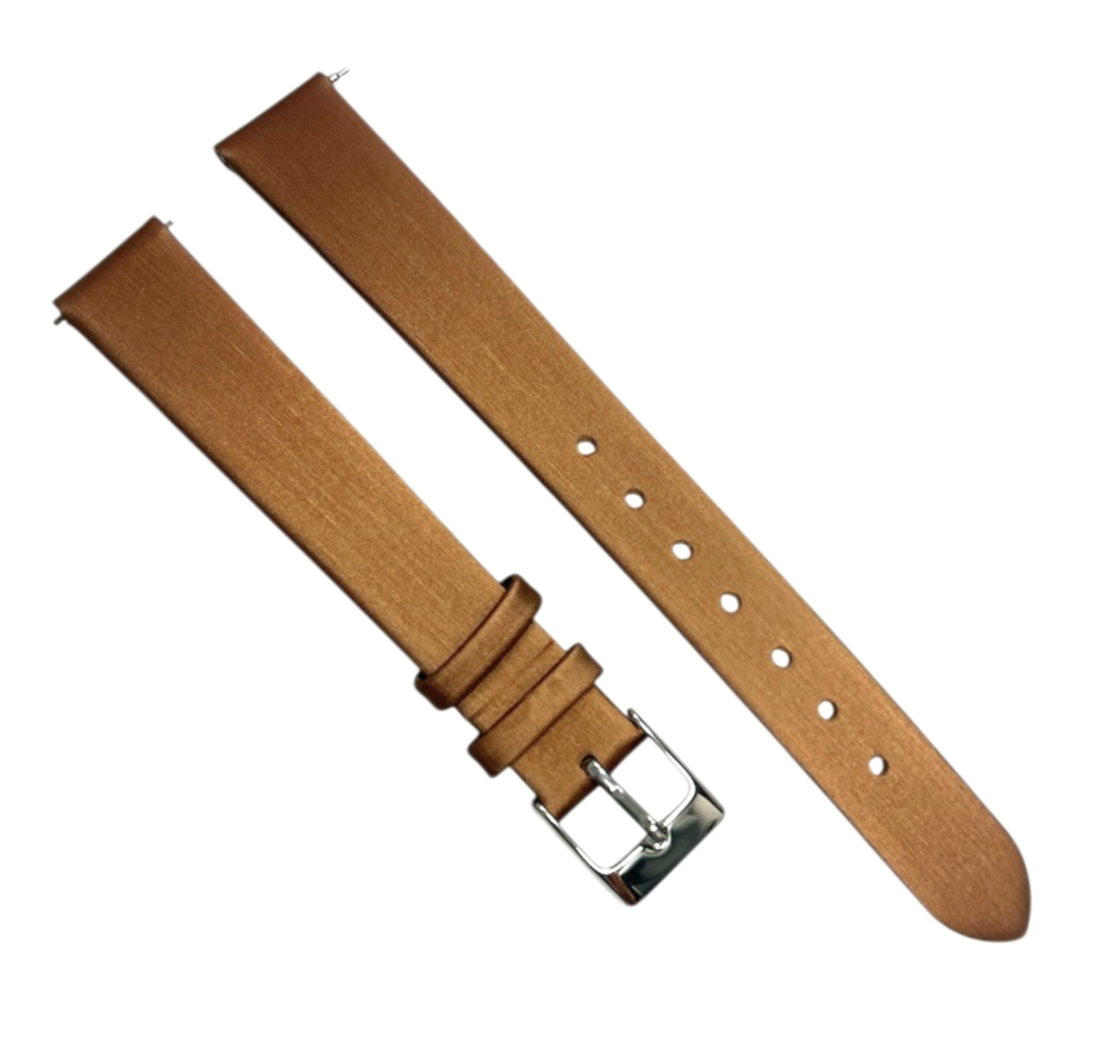 Satin Watch Bands w Quick Release pin Brown(12mm, 14mm, 16mm, 18mm, 20mm)