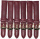 Lot of 6Pcs.Watch Bands Genuine Leather Burgundy Padded, Stitched 16mm, 20mm