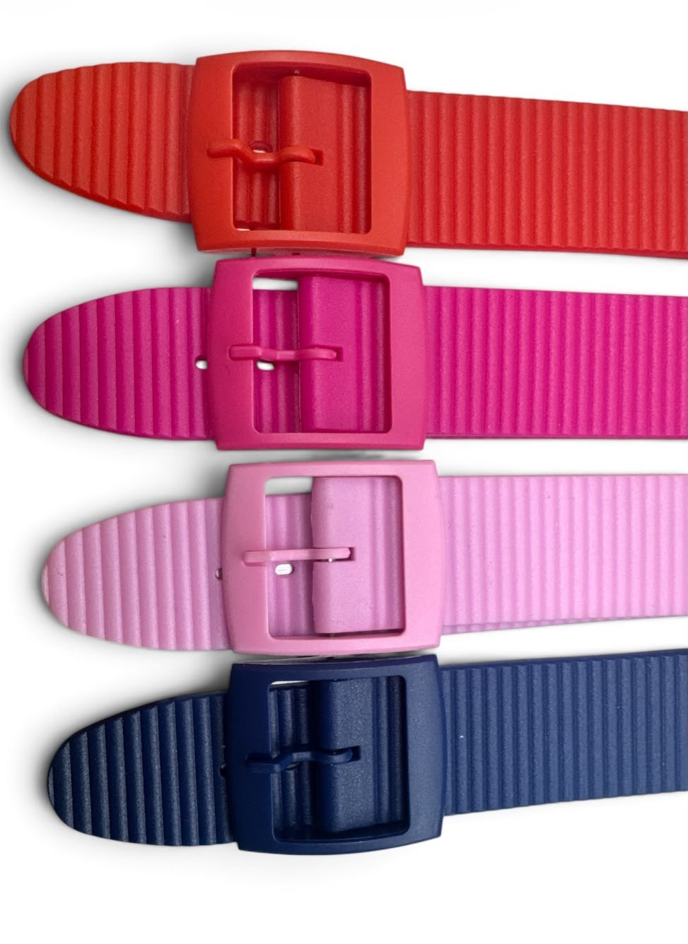 SET OF 4 WATCH BAND SET FOR SWATCH 17 MM Hot Pink Red Blue Speed Bump Style