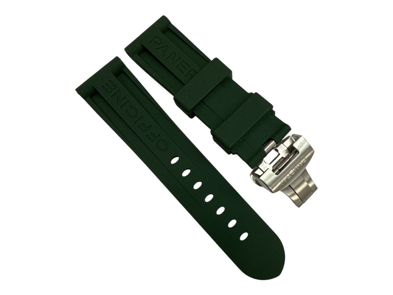 Watch Band Dark Green Color - 24mm Rubber Strap for PANERAI w/ Deployment Clasp-