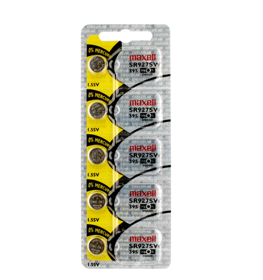 Maxell 395 Watch Cell Batteries SR927SW Silver Oxide New Sealed (Pack of 5)