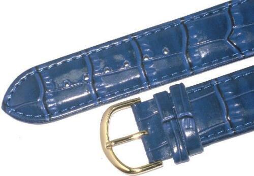 Lot of 6Pcs.Watch Bands Genuine Leather Alligator Grain Blue Padded 22mm, 24mm