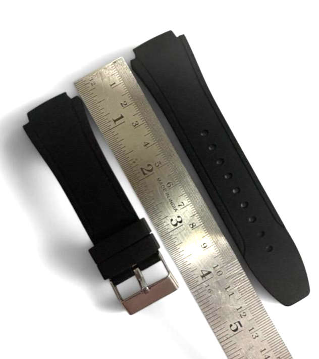 24mm Black Rubber Watch Band Premium Silicone Rubber Strap