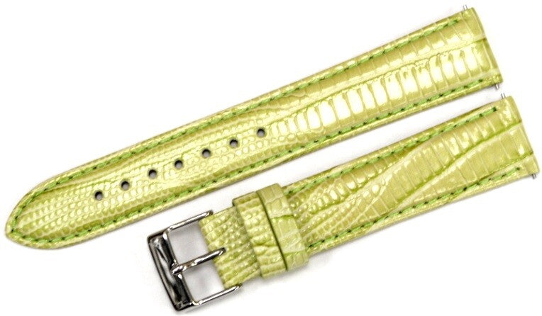Watch Band Genuine Leather Lizard Grain Pink,Green 18mm Quick Release Pins