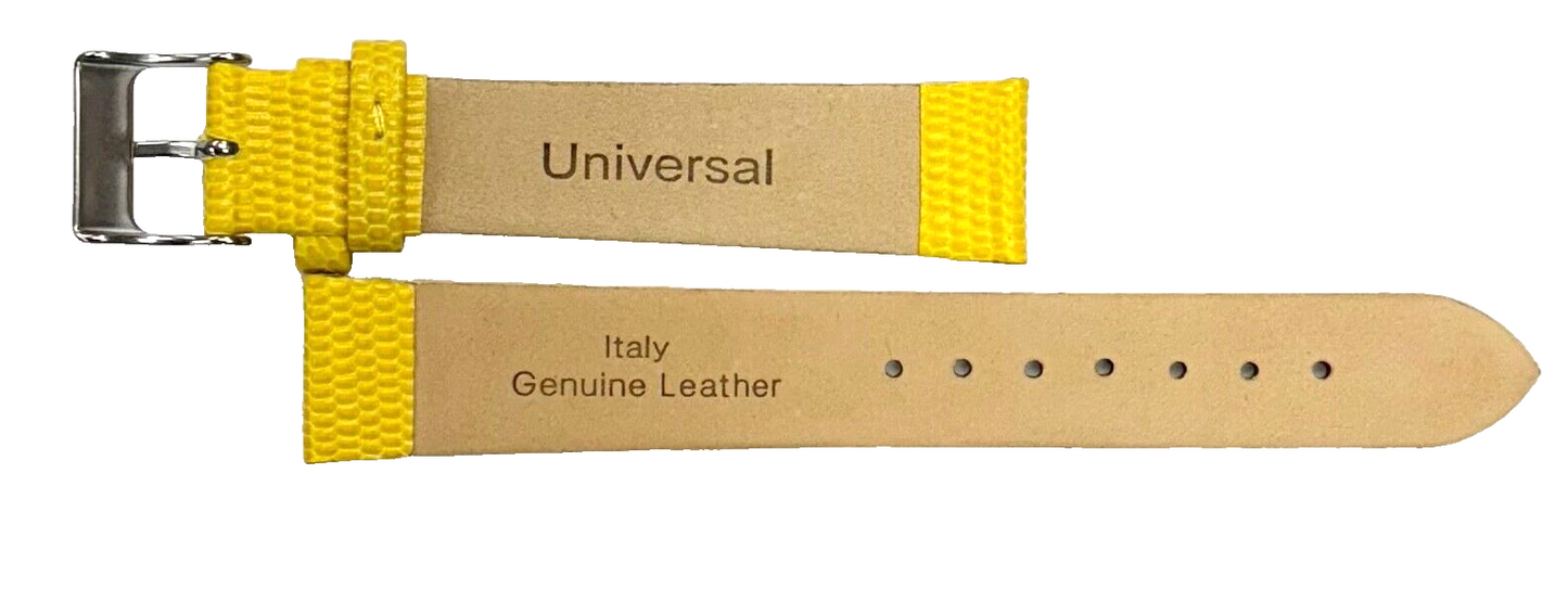 Watch Band Genuine Leather Lizard Grain YELLOW Flat 18*16mm Top Quality