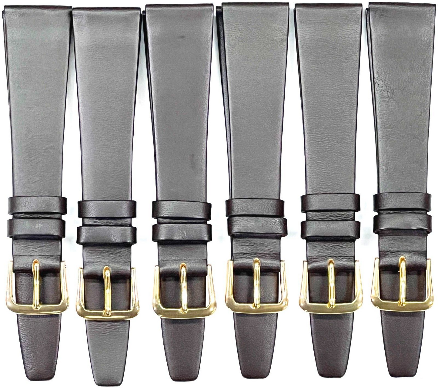 Lot of 6pc.Watch Bands Dark Brown Genuine Leather Plain Flat 20mm(Super Quality)
