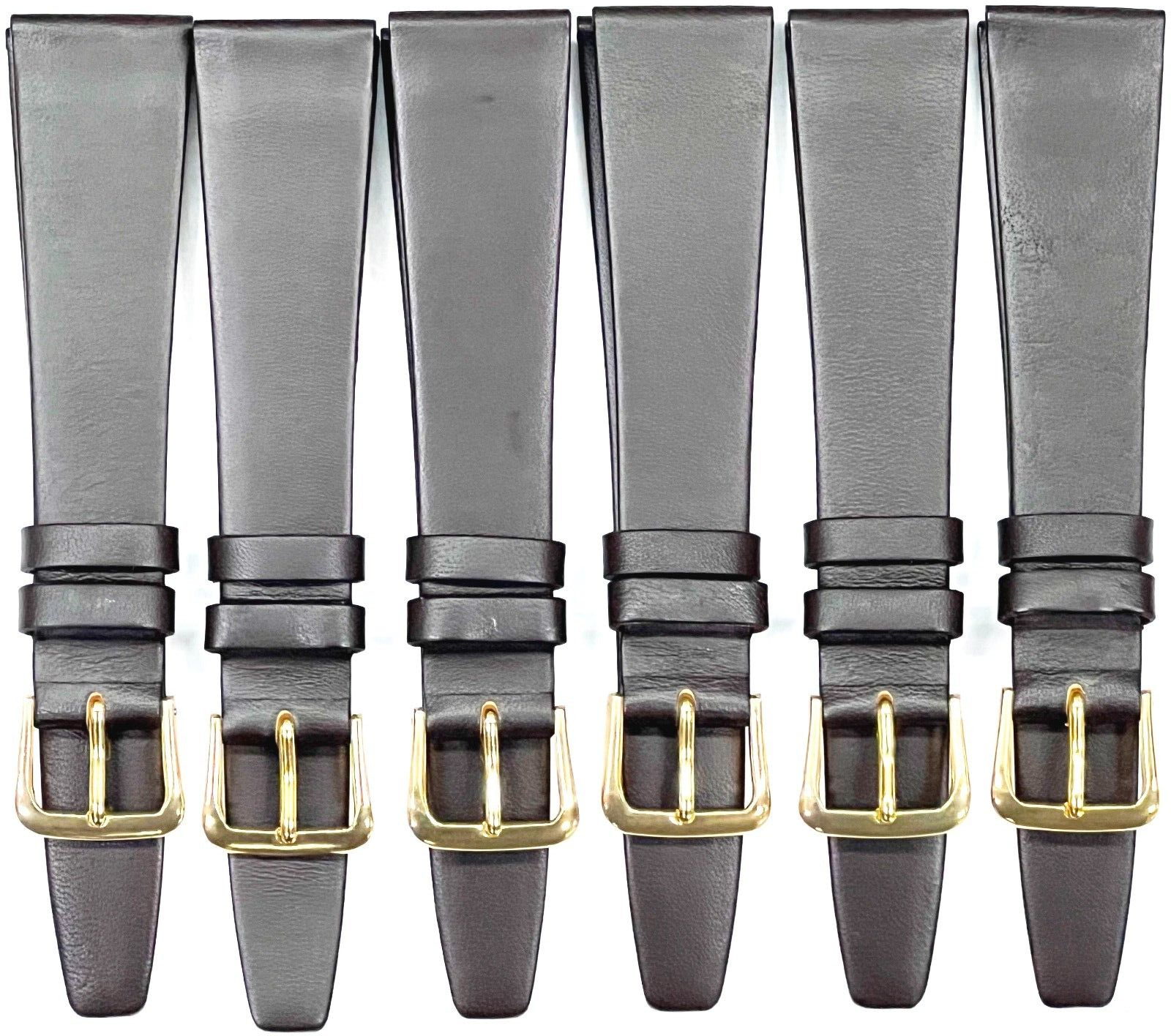 Lot of 6pc.Watch Bands Dark Brown Genuine Leather Plain Flat 20mm(Super Quality)