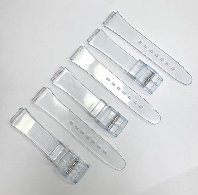 SET OF 5 12MM Plastic PVC Watch Band Flat Clear White without Pins