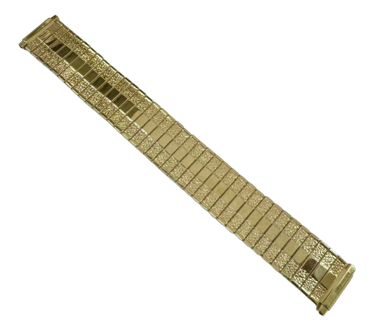 16-21 MM Stainless Steel Gold Color Textured Designed Stretch Watch Band