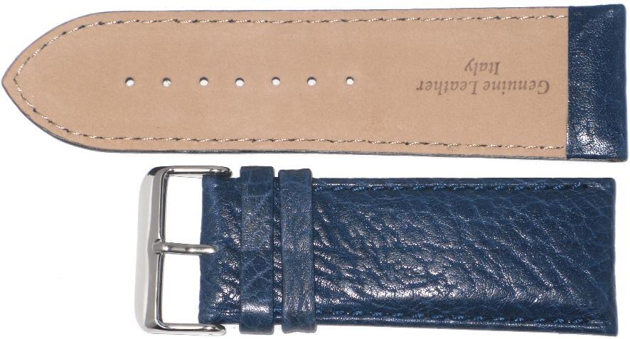 WATCH BAND D.BLUE GENUINE LEATHER 30MM PADDED,STITCHED, THICK ( HIGH QUALITY)