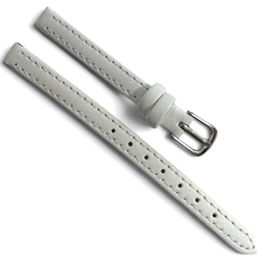 (set of 3) white color Flat Genuine Leather Watch Band Strap-8/10mm