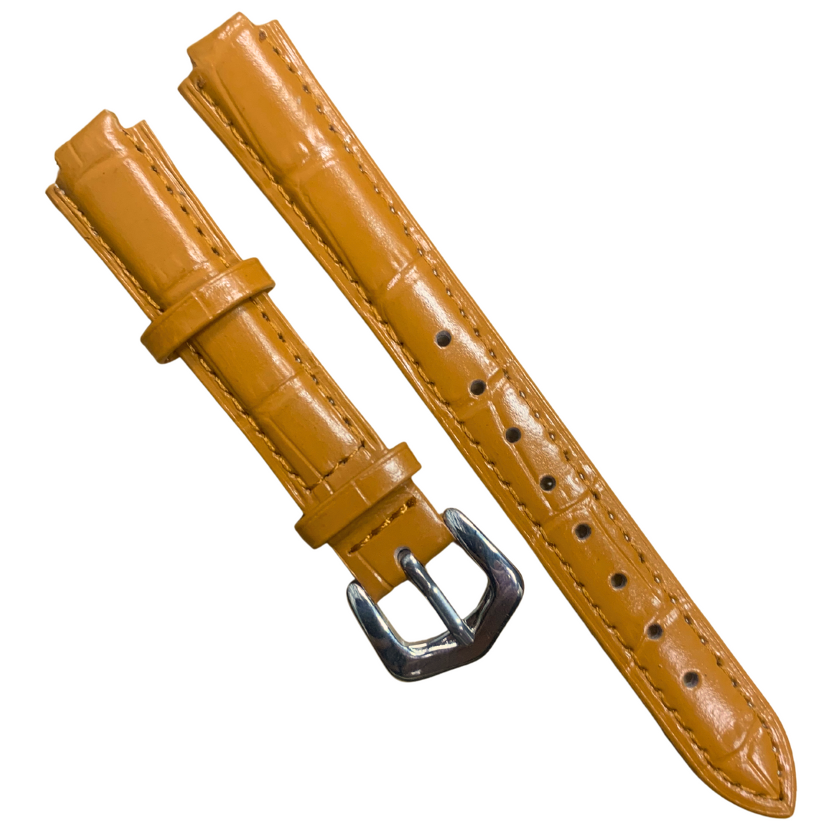 14mm Tan Genuine leather Band Strap Crocodile-Style w/ Buckle