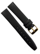 20mm Genuine Leather Black Watch Band – Slim Flat Grain Strap Gold/Silver Buckle