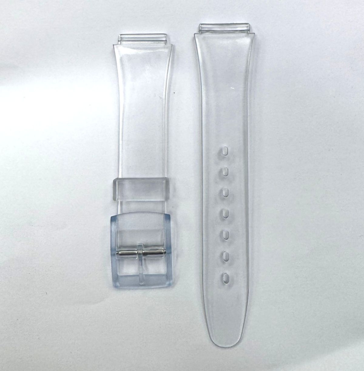 17MM Plastic PVC Replacement Watch Band Flat Clear White without Pins