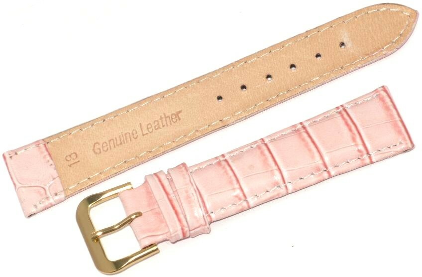 18 MM Pink Genuine Leather Alligator Grains Watch Band
