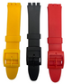 SET OF 3 COLORS 17MM PVC Watch Band Flat without Pins for SWATCH Blck Red Yellow