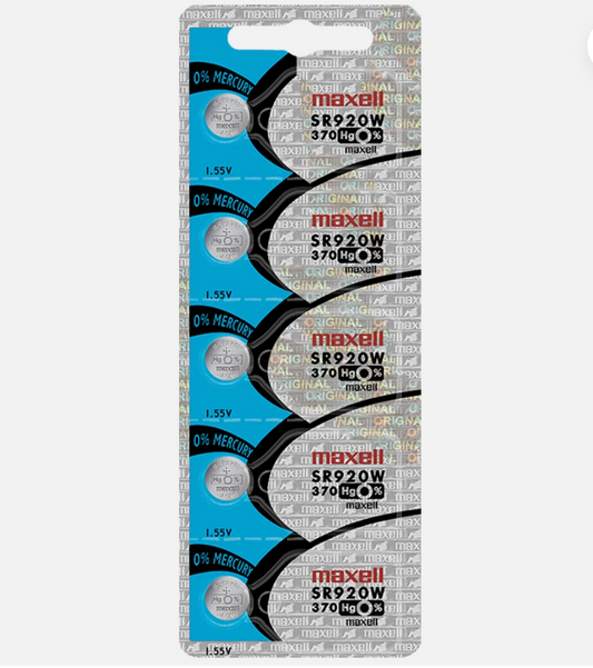 Maxell 370 Watch Cell Batteries SR920W Silver Oxide New Sealed (Pack of 5)