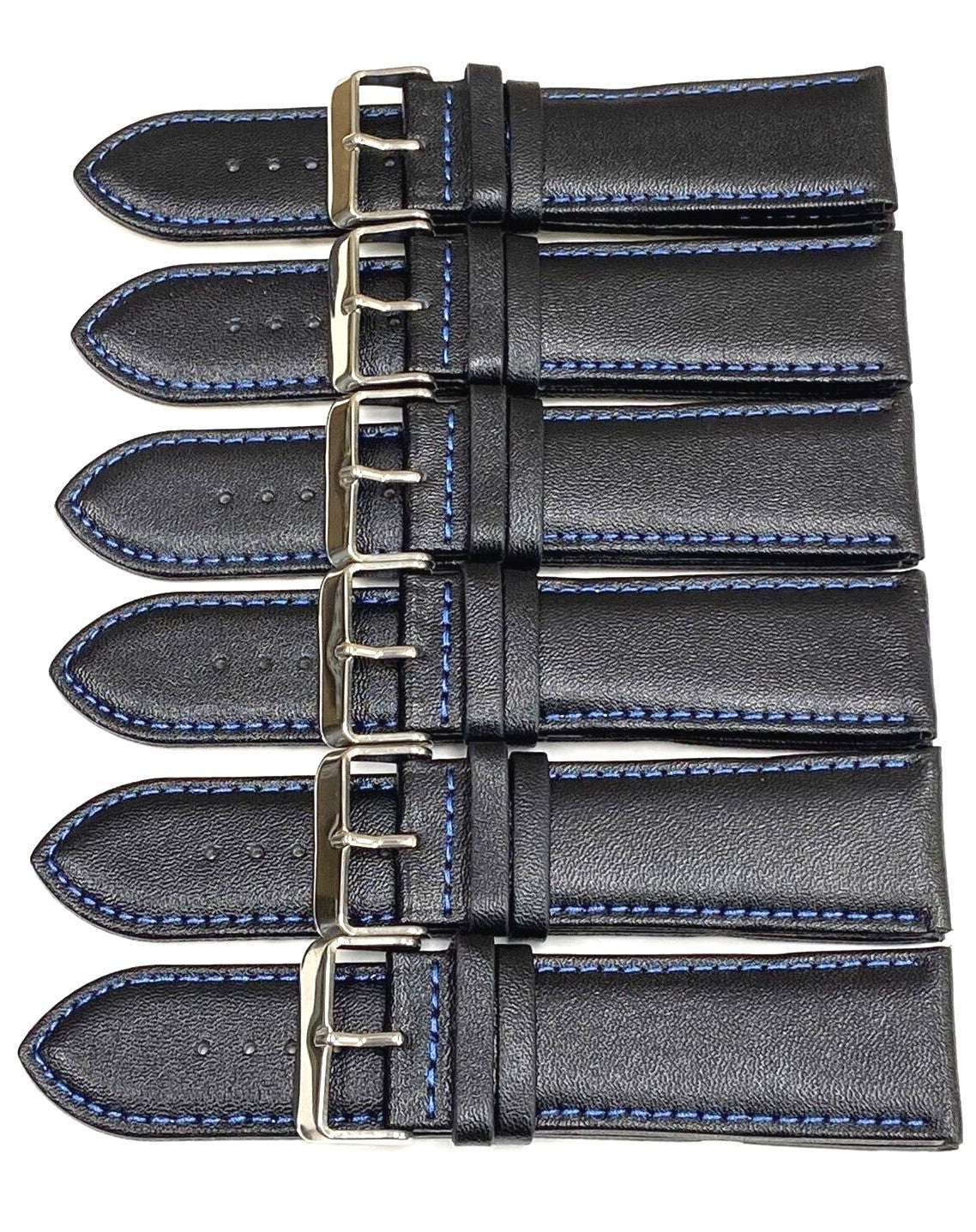 Watch Band Genuine Leather Plain PADDED With Stitches Black Color Of Size 26MM