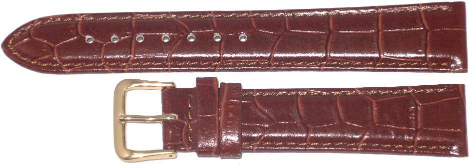 Watch Band Genuine Leather Brown Alligator Grain,Padded,8mm (A1 Quality)