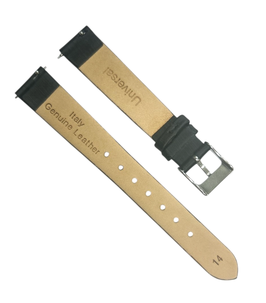 Satin Watch Bands w Quick Release pins Black (12mm, 14mm, 16mm, 18mm, 20mm)