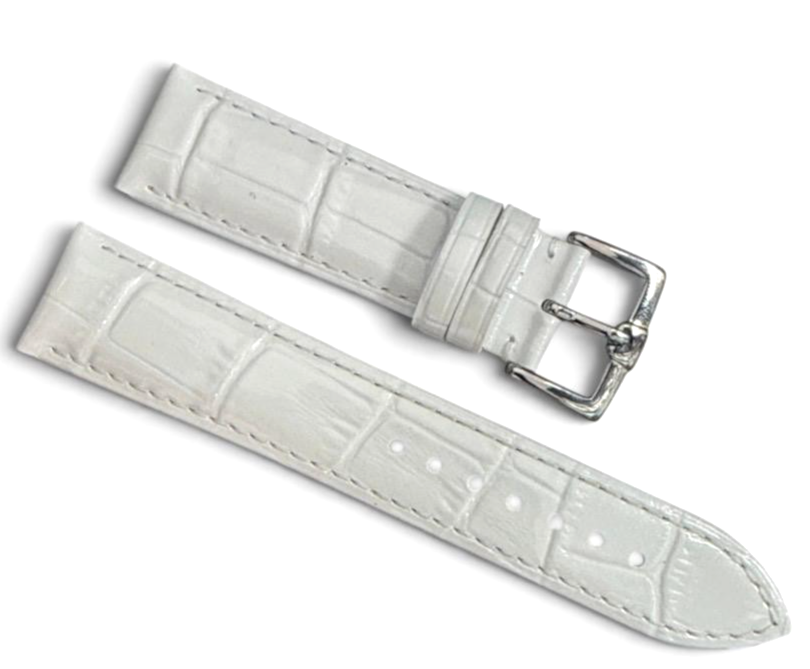 20mm WHITE Designer Alligator Genuine Leather Watch Strap Band