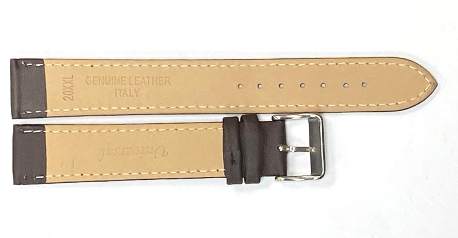 Watch Band Flat Genuine Leather Plain Brown 10,12,14,16,18,20,22 24mm XXL