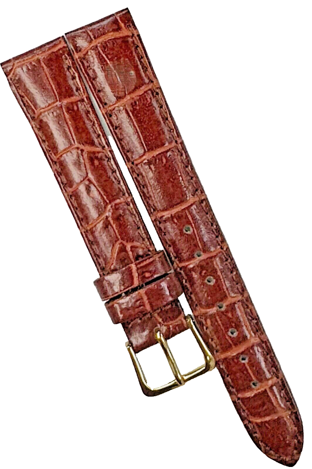 Lot of 6 Watch Bands Leather Alligator Grain Brown Stitched Padded 16mm
