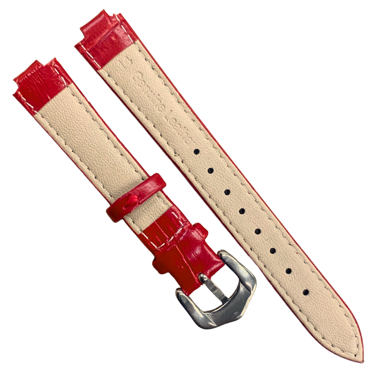 16mm Red Genuine leather Band Strap Crocodile-Style w/ Buckle
