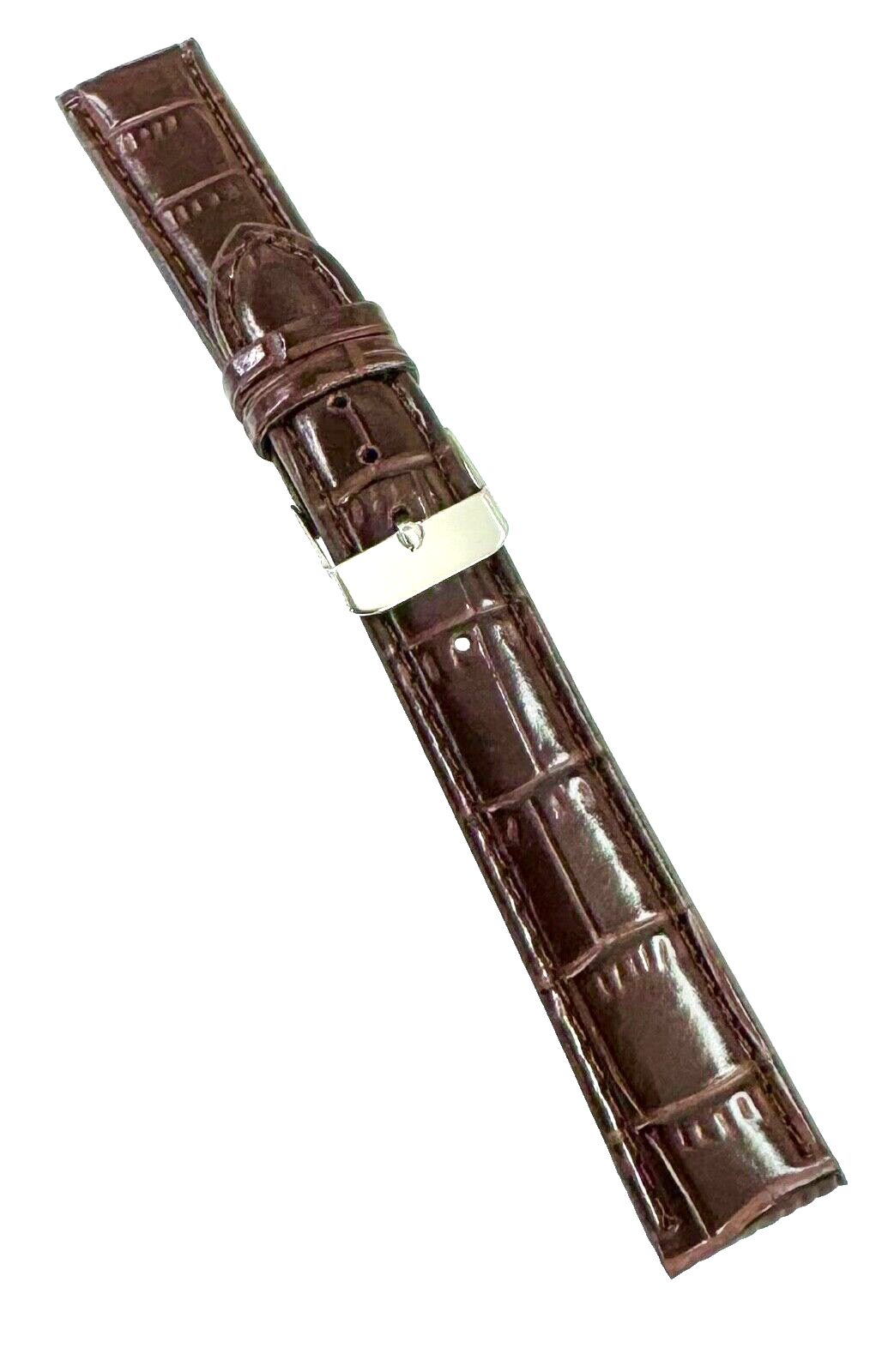 Watch Band D.Brown Genuine Leather Alligator Grains  Padded 18 MM  Best Quality