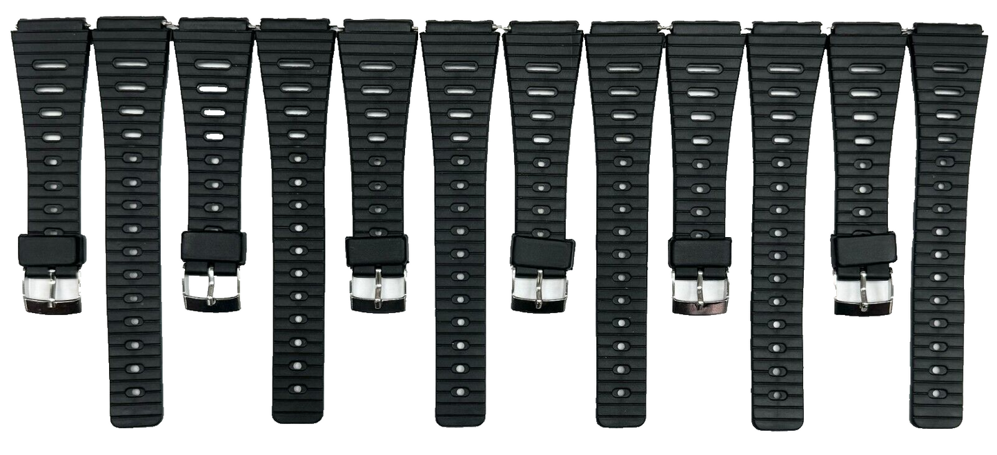 Lot of 6, 18mm PVC Plastic Rubber Flat & Slim Watch Band