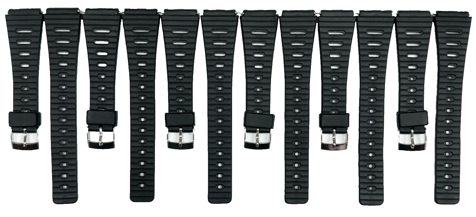 Lot of 6, 18mm PVC Plastic Rubber Flat & Slim Watch Band