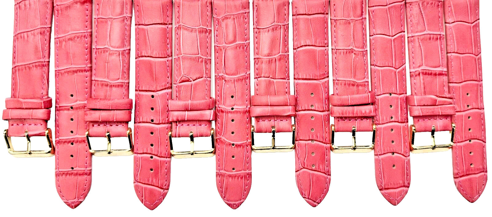 20x20MM Pink Genuine Leather Alligator Grains Watch Band, Lot of 6 bands
