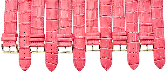 20x20MM Pink Genuine Leather Alligator Grains Watch Band, Lot of 6 bands
