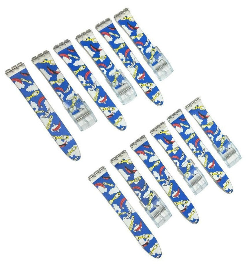 Plastic PVC Watch Band Strap Art Design Swatch Replacement Including Pins 17mm