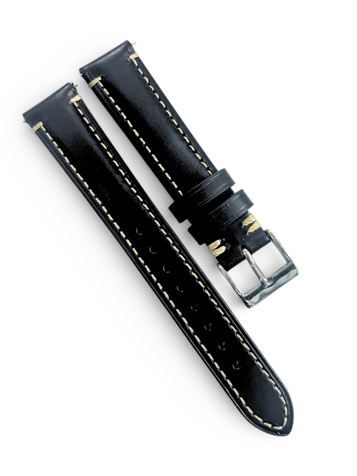Genuine Calf Leather Black Watch Band with quick release pin 18 * 16 MM