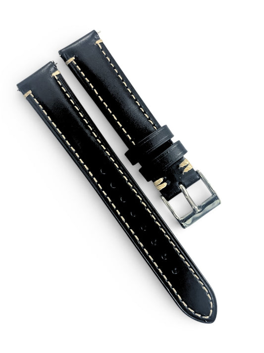 Genuine Calf Leather Black Watch Band with quick release pin 18 * 16 MM
