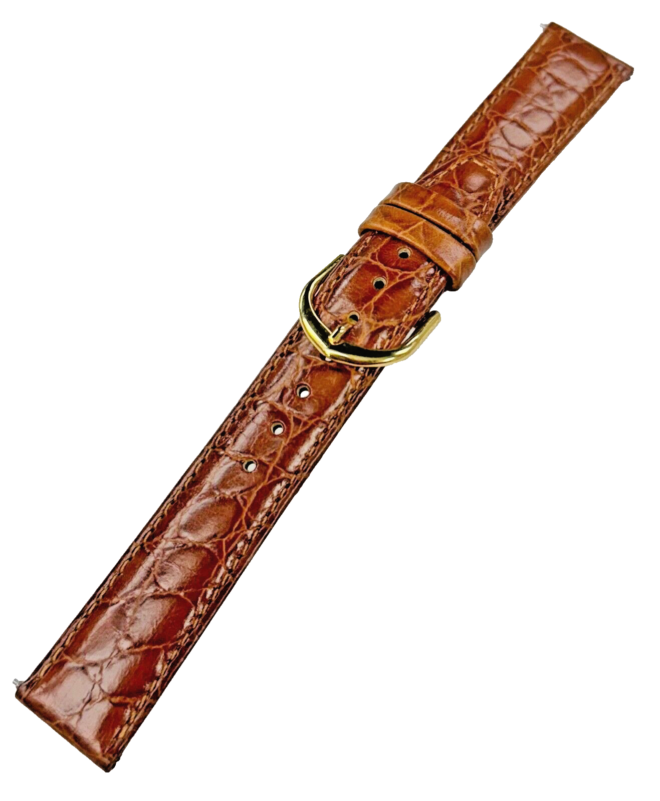 Watch Band L.Brown Genuine Leather Croco Grain Padded, Stitches 16mm, regular