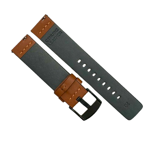 Flat TAN Watch Band, Plain Genuine Leather 20MM with easy pin/Fits to MVD