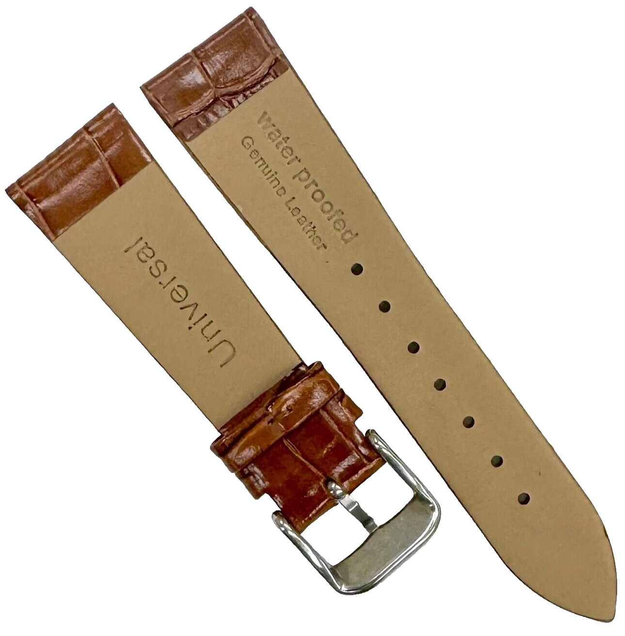 New Watch Band Brown Genuine Leather Alligator Grain (Flat, Short) 18x14 MM