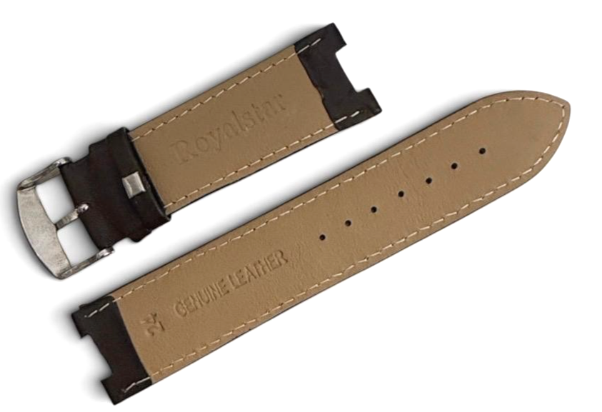 24MM Plain Padded Brown stitch Genuine Leather Watch Band