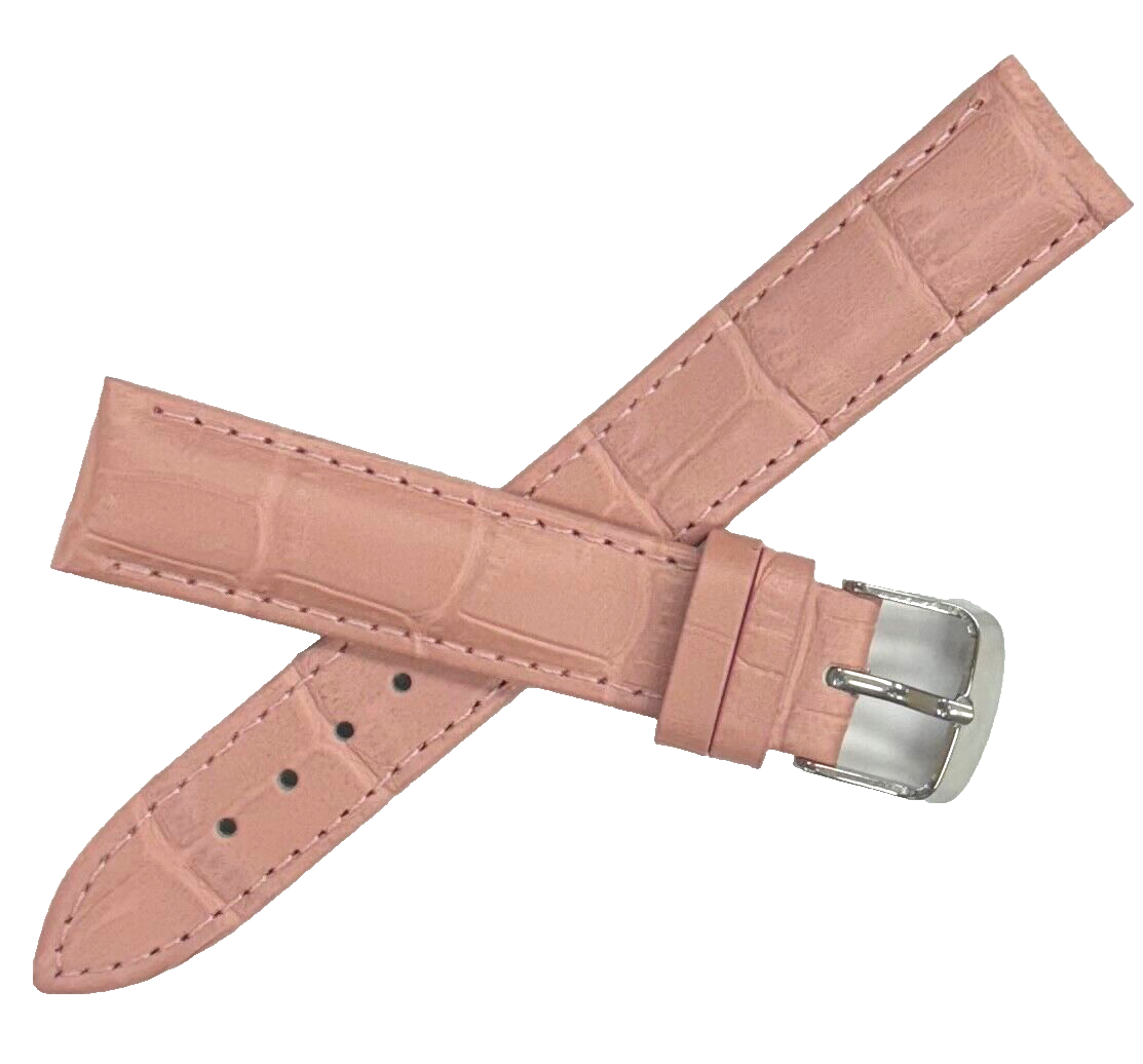 18 MM Pink Genuine Leather Alligator Grains Watch Band (Good Quality)