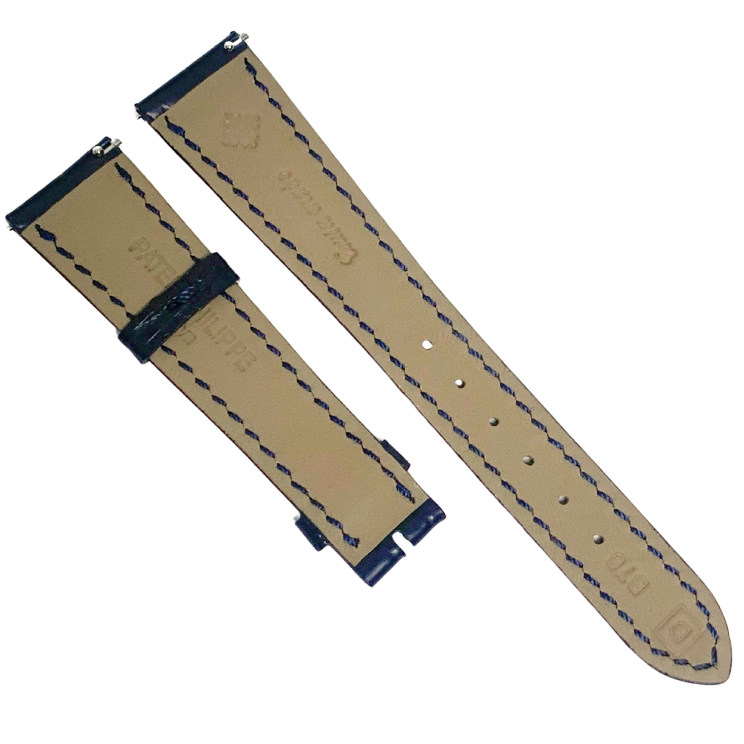 Genuine Patek Philippe dark Blue Leather Watch Band - 20mm x 16mm