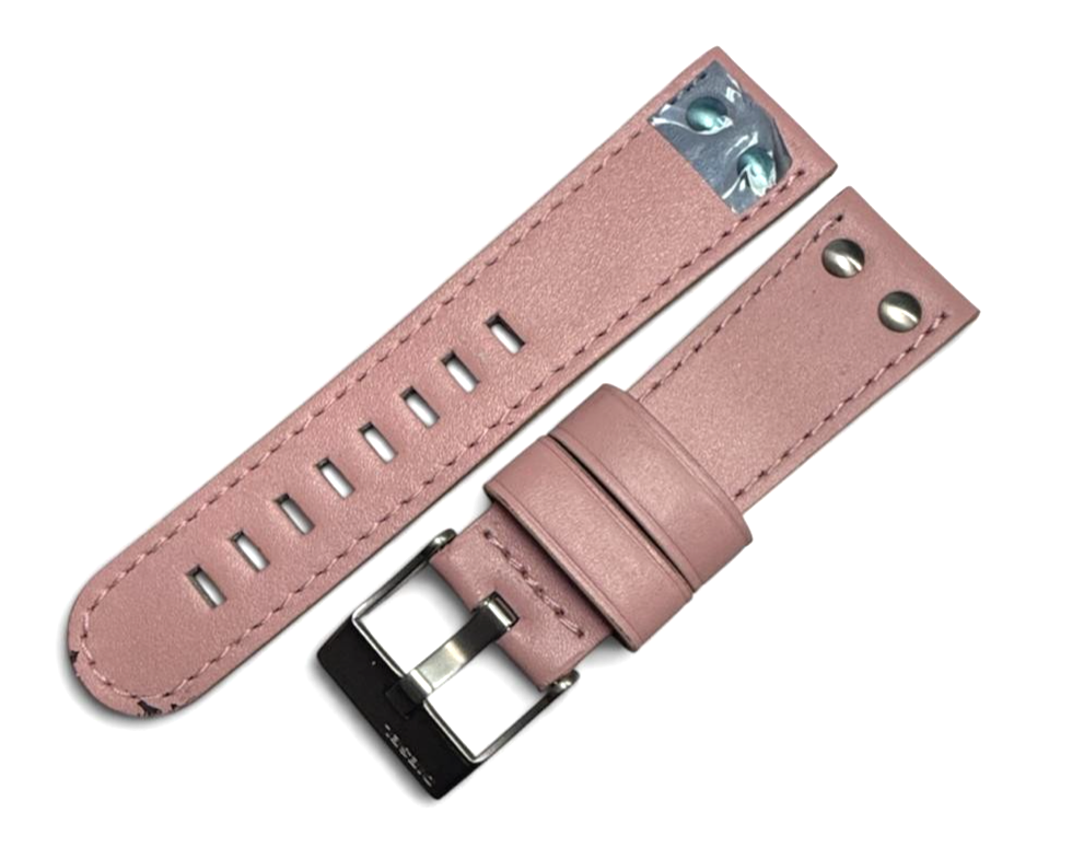 24mm JET SET San Remo Pink Genuine Leather Pilot Thick Padded Watch Band Strap
