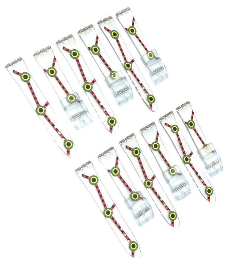 Plastic PVC Watch Band Transparent Art Design Swatch Replacement with Pins 17mm