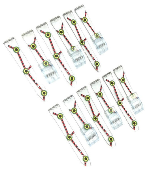 Plastic PVC Watch Band Transparent Art Design Swatch Replacement with Pins 17mm