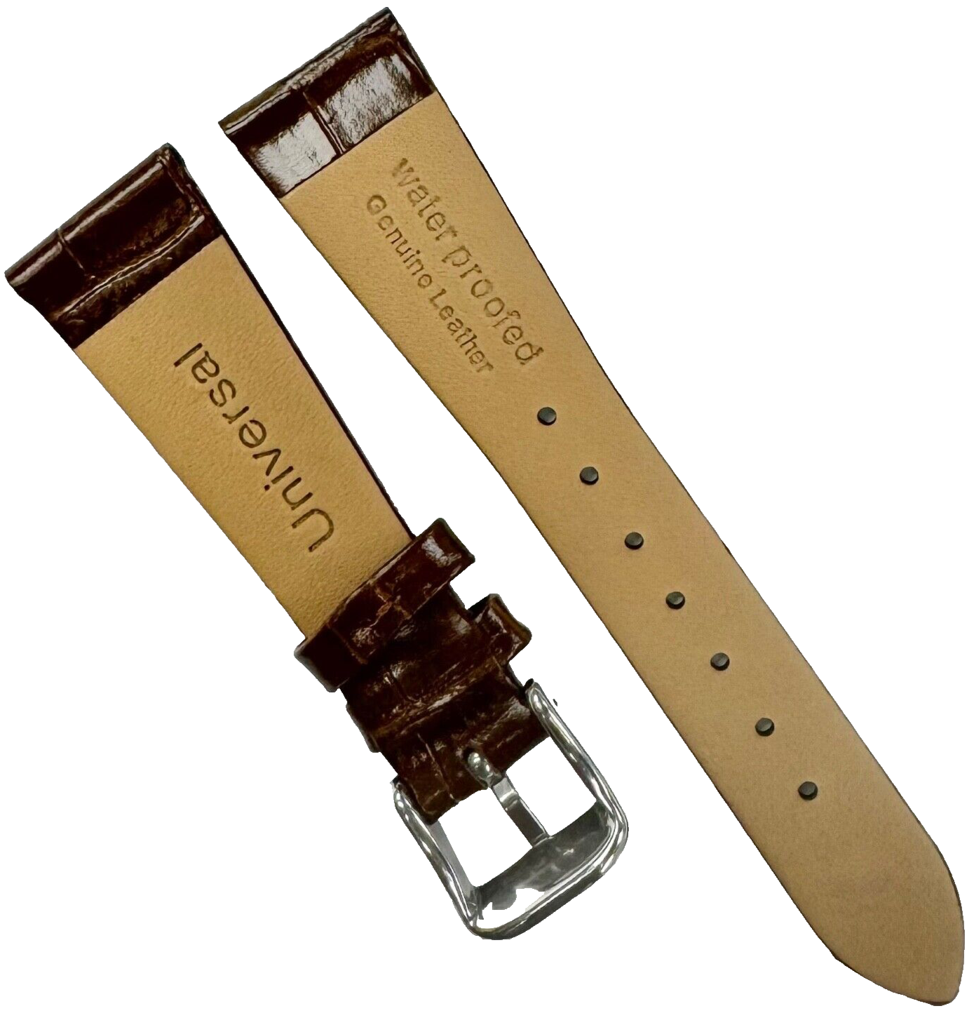 New Watch Band  D.Brown Genuine Leather Alligator Grain (Flat, Short) 18x14 MM