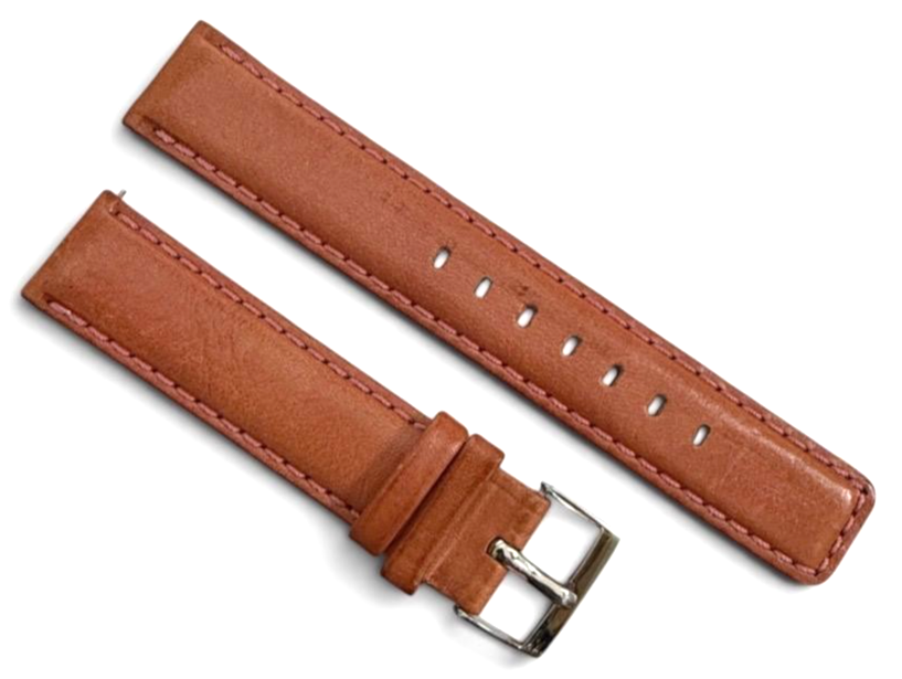 Genuine Calf Leather Watch Band | Padded | Tan color -18mm