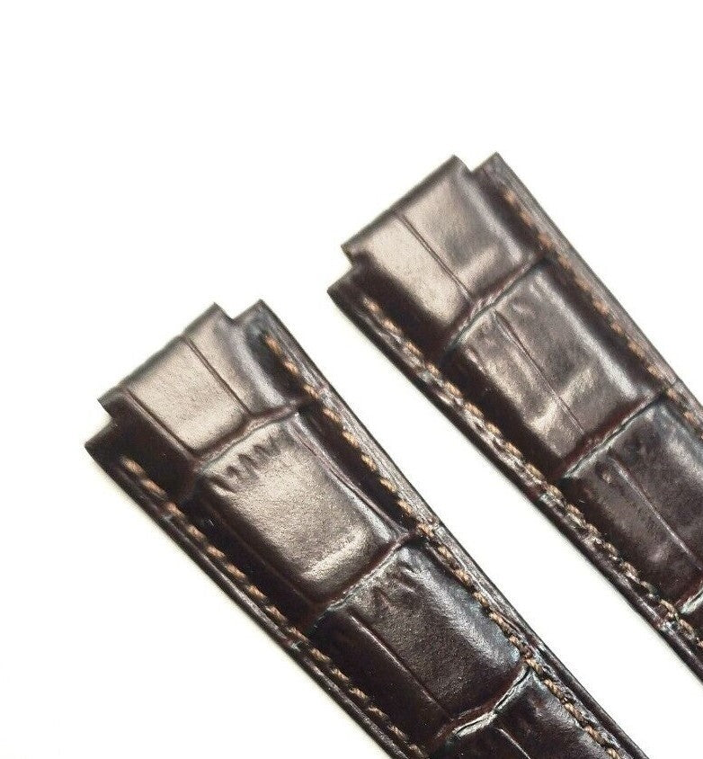 WATCH LEATHER BAND STRAP FOR CARTIER SANTOS 22MM DARK BROWN WATCH TOP QLTY