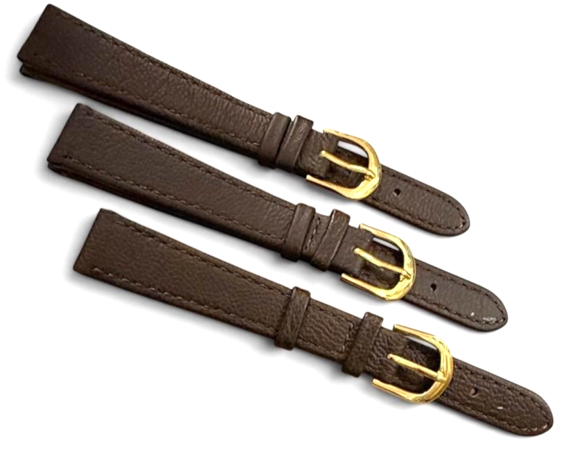 (set of 3) Quality Genuine Leather Brown Color Watch Band -12,14mm