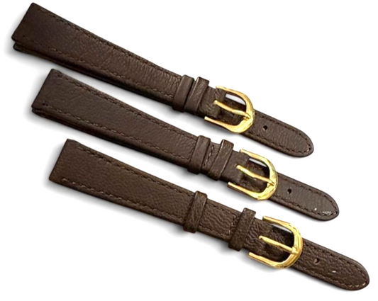 (set of 3) Quality Genuine Leather Brown Color Watch Band -12,14mm